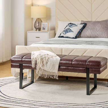 Leather end discount of bed bench